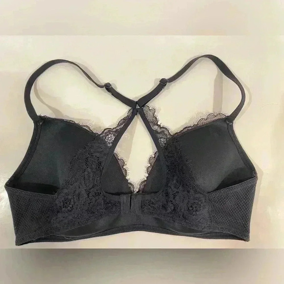 Auden Women’s Lightly Lined Bralette Lace Wire Free Crossback‎ Black Bra Size M - Picture 2 of 6